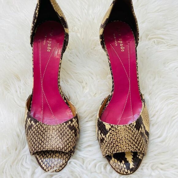 KATE SPADE snake python print open toe heels shoes - Picture 3 of 9